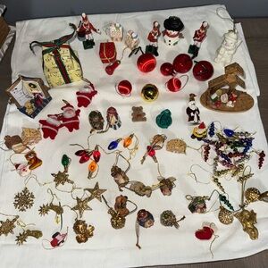 Huge lot miniature Christmas ornaments for crafts kitschy WOW
